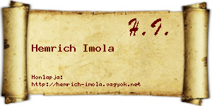 Hemrich Imola névjegykártya